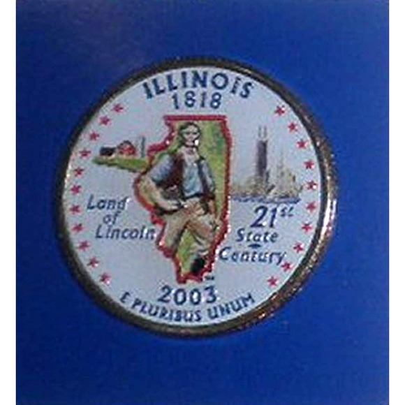 ILLINOIS COLORIZED QUARTER & FIRST DAY COVER BY POSTAL COMMEMORATIVE SOCIETY - Picture 3 of 3